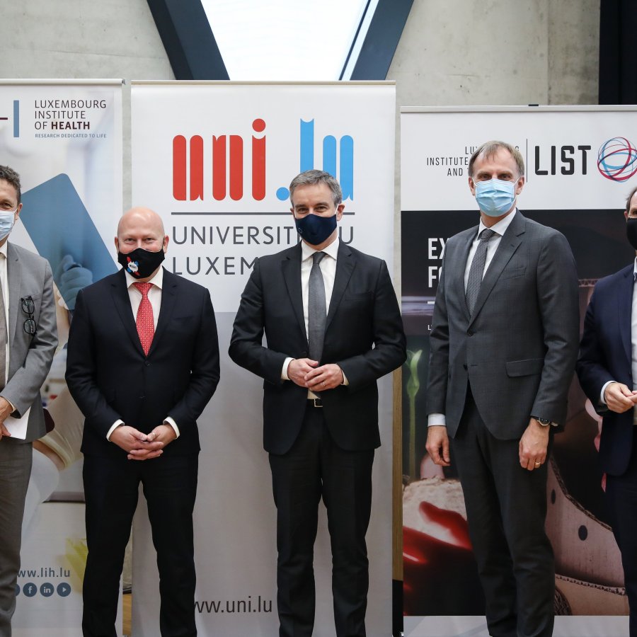 Prof. Ulf Nehbass, Prof. Stéphane Pallage, Claude Meisch, Dr. Thomas Kallstenius and Prof. Jens Kreisel