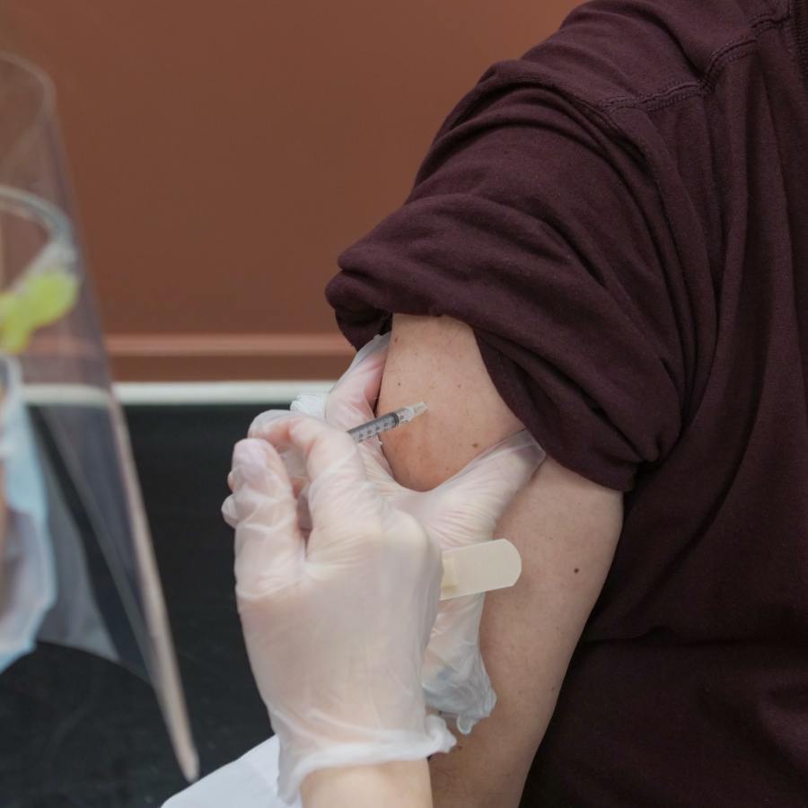 Vaccine shot in arm