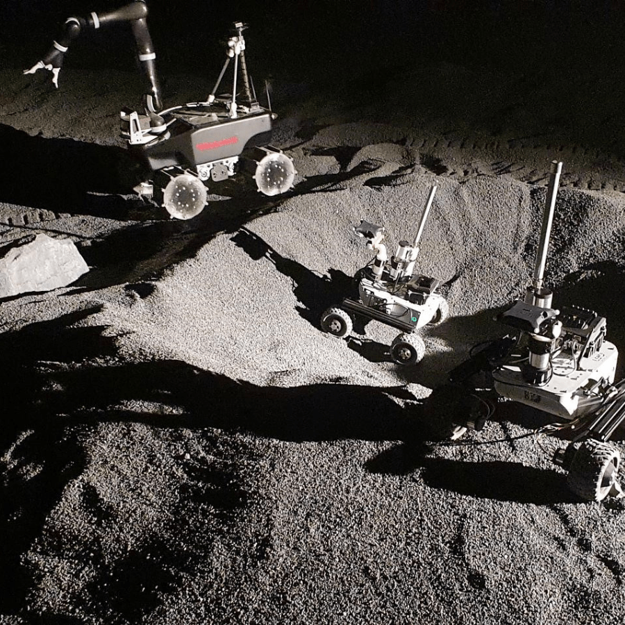 SnT – LunaLab: the Lunar analogue facility constructed by the Space Robotics (SpaceR) Research Group at SnT, used by researchers and students of the Interdisciplinary Space Master (ISM) at the University of Luxembourg